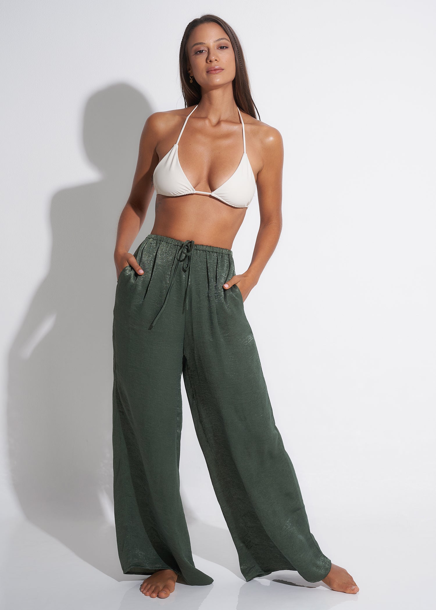 Dark Green Luxe Palazzo Pants