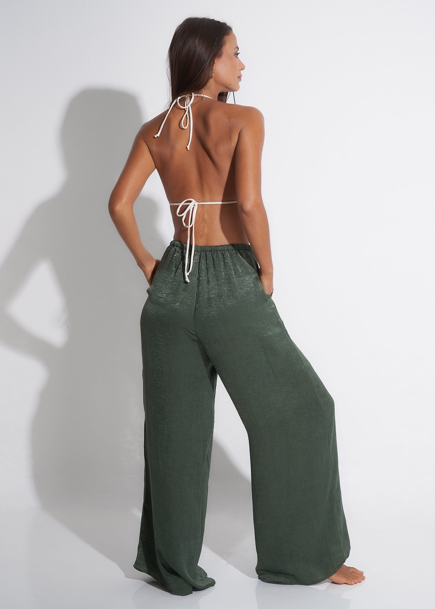 Dark Green Luxe Palazzo Pants