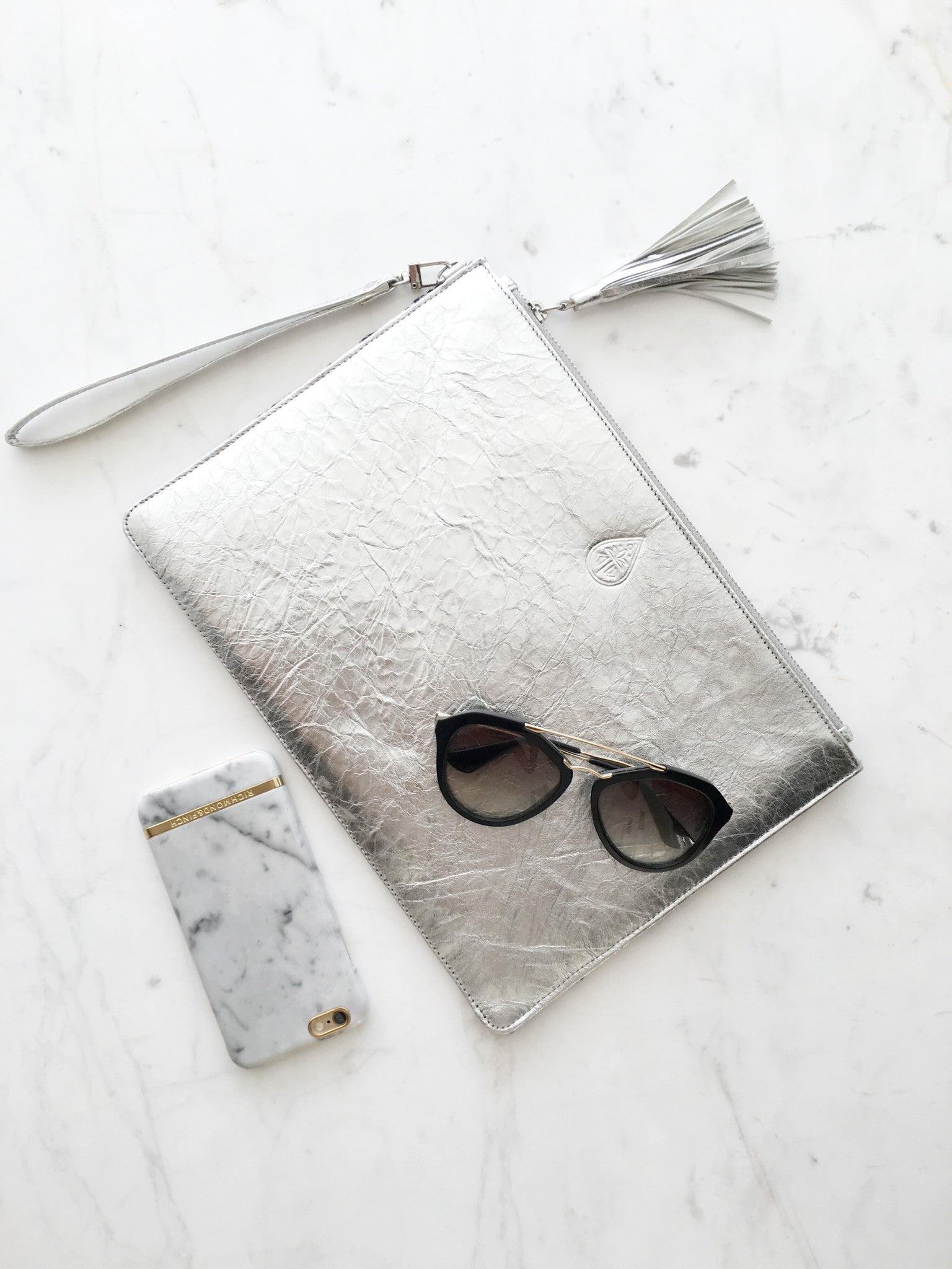Mae Metallic Leather Clutch