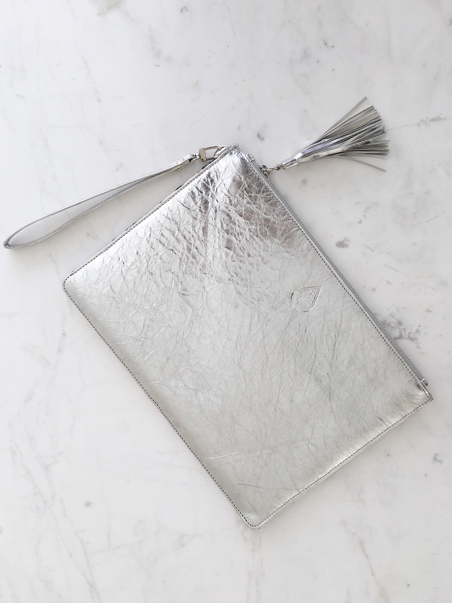Mae Metallic Leather Clutch