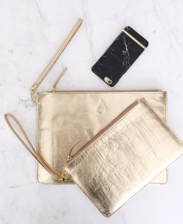 Mae Metallic Leather Clutch