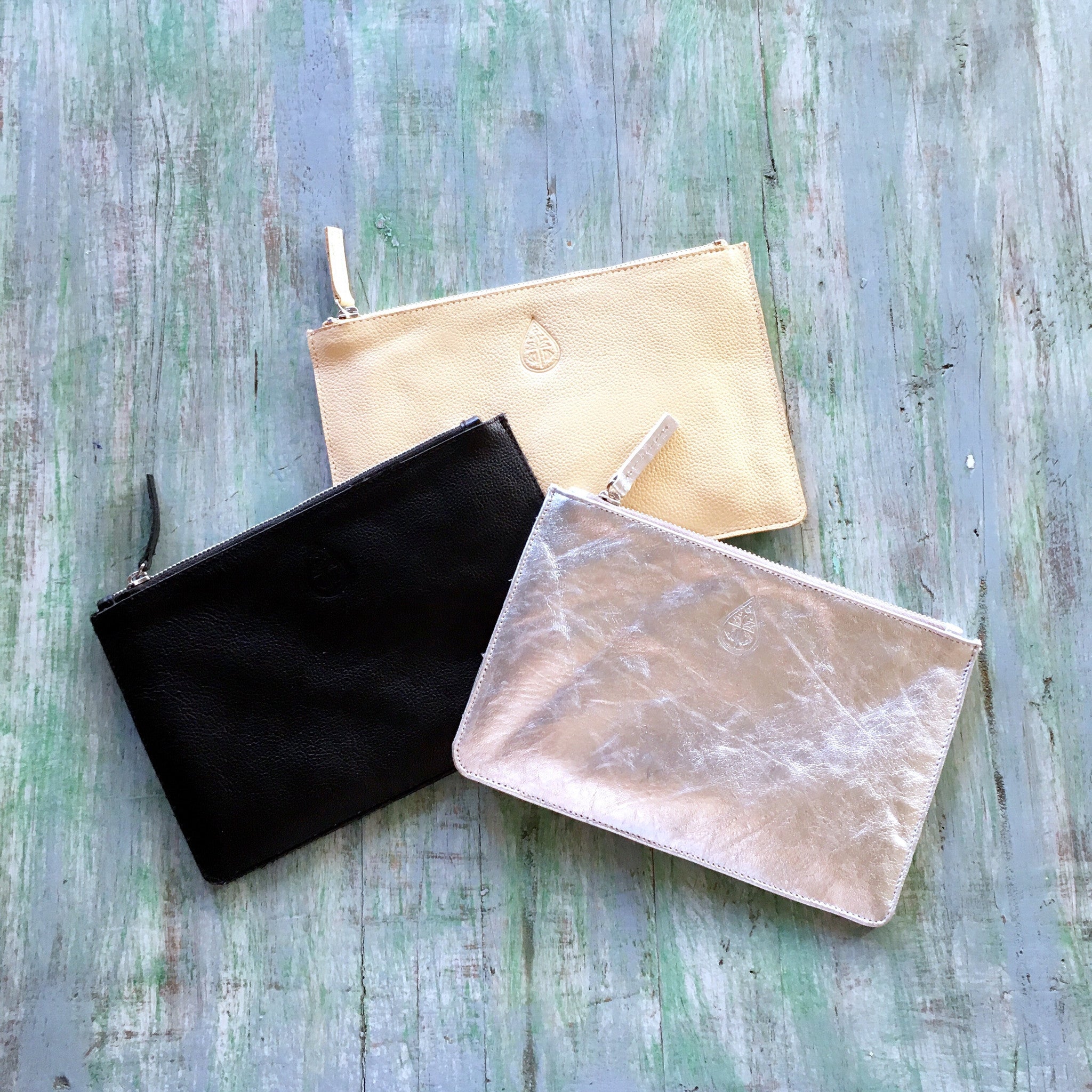 Mae Metallic Leather Clutch