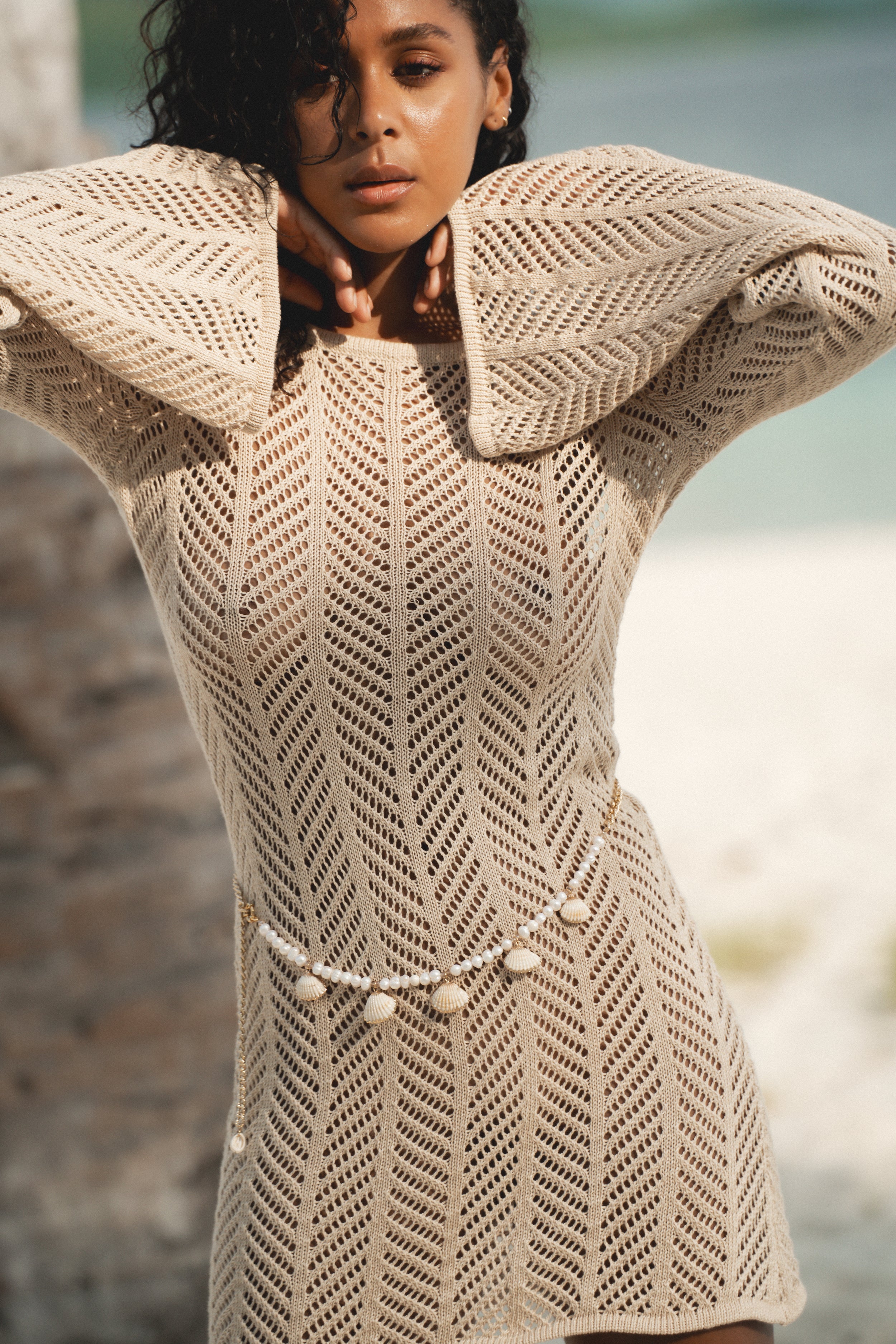 Sand Cecile chevron Knit Mini Dress