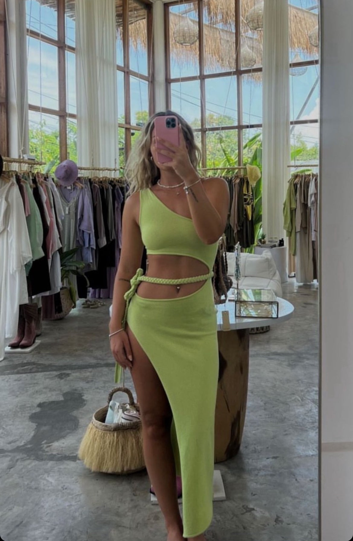Arcadia Maxi Dress in lime