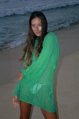 Green Cecile chevron Knit Mini Dress