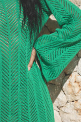 Green Cecile chevron Knit Mini Dress