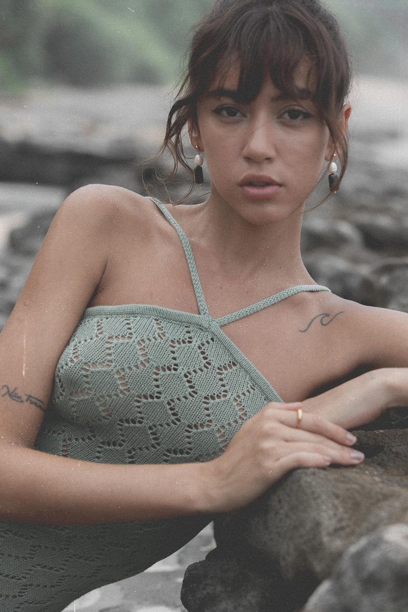 Island Threads sage green mini Summer Dress