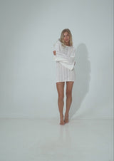 White Cecile chevron Knit Mini Dress