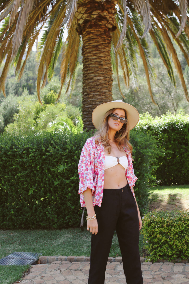 Black Linen Peggie Trousers