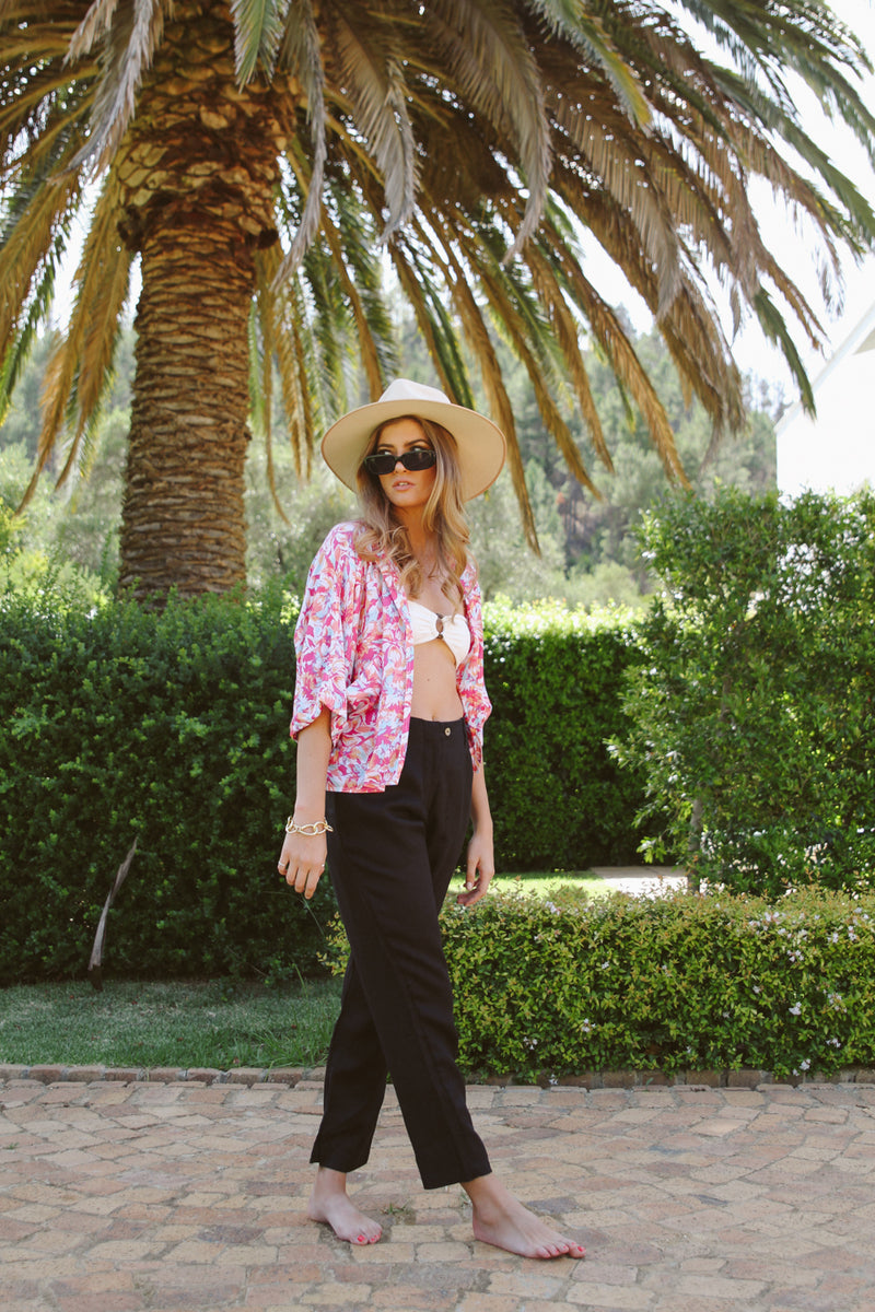 Black Linen Peggie Trousers
