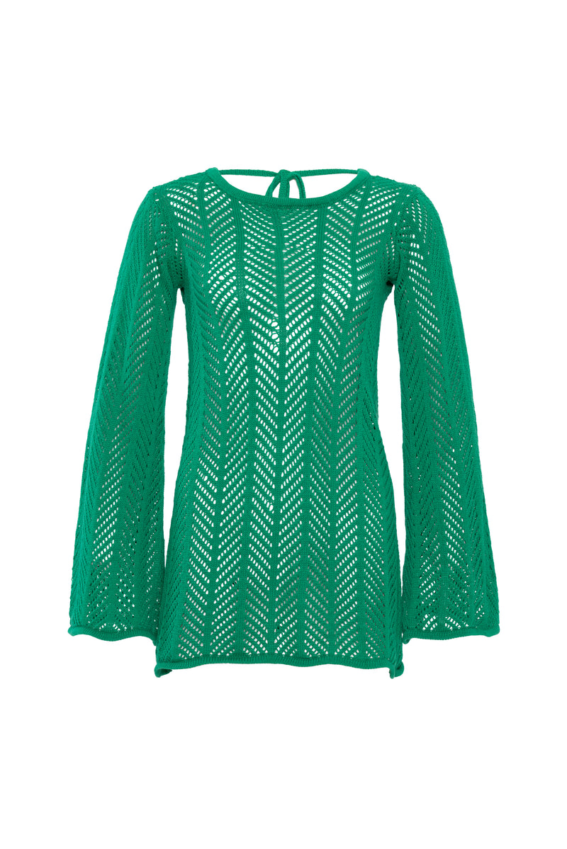 Green Cecile chevron Knit Mini Dress