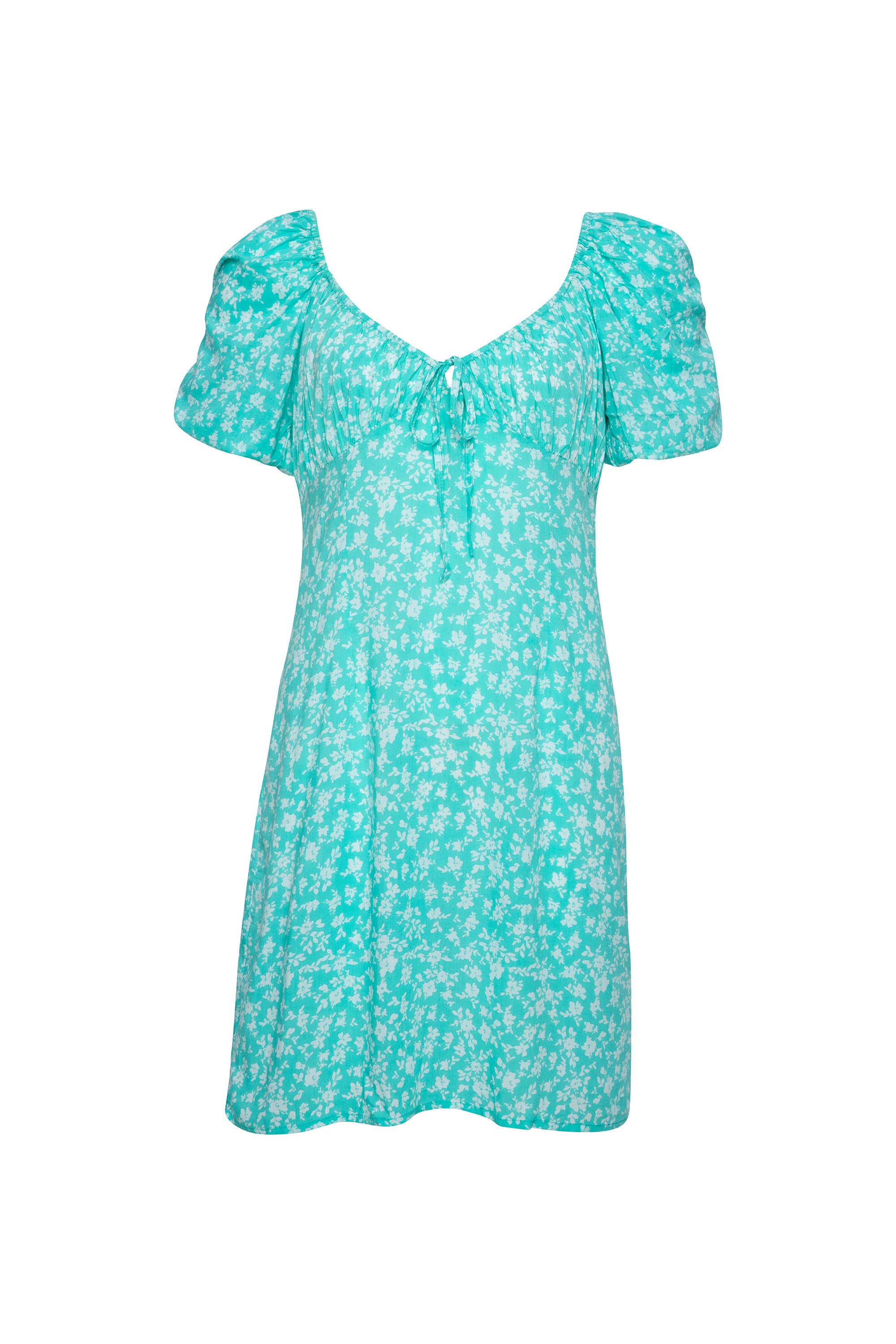 Turquoise Ditsy Floral Mini Dress